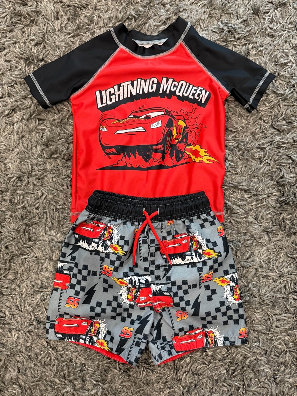 3 Boys' Lightning, Bluey, Beach Truck Rash Guard Swim Set
